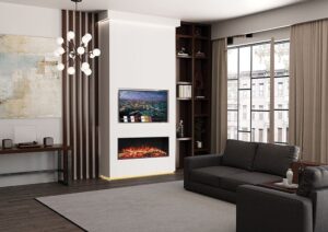 Avanti-110RW-with-optional-Split-Oak-Log-effect_-installed-as-a-single-sided-fire-Shown-with-optional-Mood-Lighting-System
